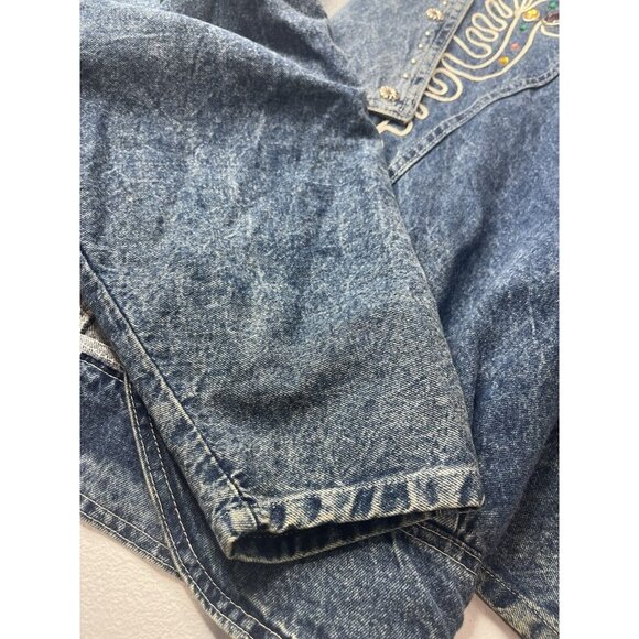 Pado California Batwing Denim Jacket Embellished Distressed Size Medium - Picture 11 of 11